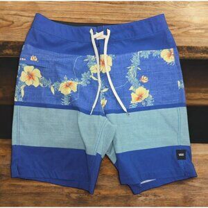 Vans Mens Blue Hibiscus Printed Board Shorts 30